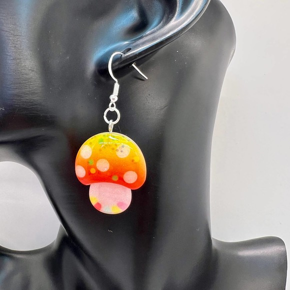 Mushroom Earrings - Glitter Earrings - Nature Earrings - Camping Earrings - Picture 9 of 10
